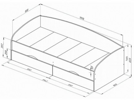 Кровать Соня-2 с ящиками и защитными бортиками, спальное место 190х80 см